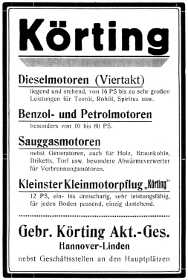 Anzeige fr Krting Motoren 1920