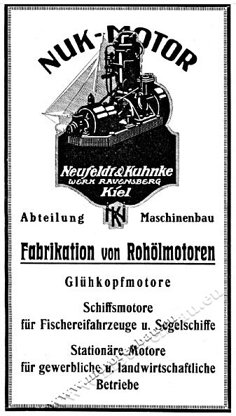 Anzeige für Neufeldt & Kuhnke Rohölmotoren