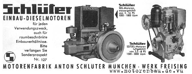 Anzeige von 1960: Schlüter SDL mit Kühler und Schlüter SD75